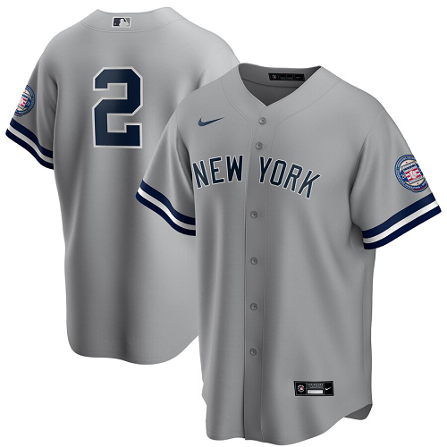 Men's Nike New York Yankees A#2 Derek Jeter Gray 2020 Hall of Fame Induction MLB Jersey