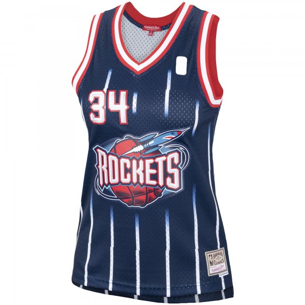 Women's Houston Rockets Hakeem Olajuwon Mitchell & Ness Navy  Hardwood Classics Swingman Jersey