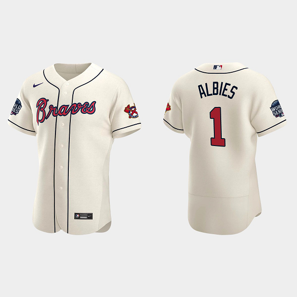 Ozzie Albies Atlanta Braves 2021 World Series MLB Flexbase Jersey - Cream