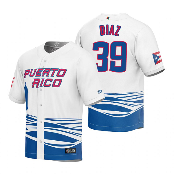 Puerto Rico Baseball Edwin Diaz White 2023 World Baseball Classic Jersey