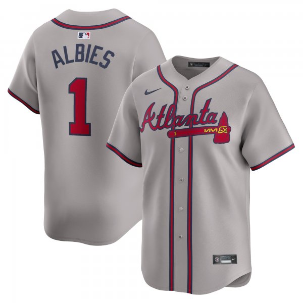 Men's Atlanta Braves Ozzie Albies Nike Gray Away Limited Player Jersey