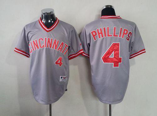 Cincinnati Reds #4 Brandon Phillips Grey 1991 Turn Back The Clock Stitched MLB Jersey