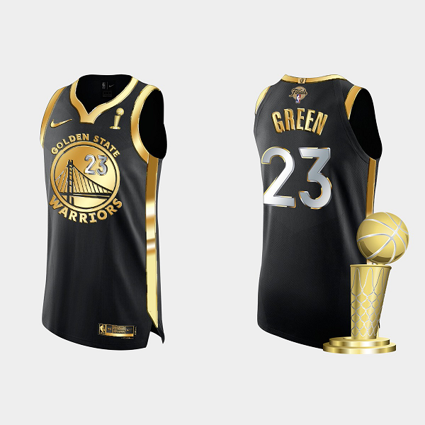 2022 NBA Finals Champions Men's Golden State Warriors Draymond Green #23 Black Gold Golden Black Gold Jersey