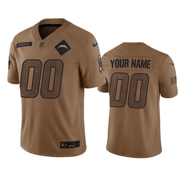 Men's Los Angeles Chargers Active Player Custom 2023 Brown Salute To Service Limited Football Stitched Jersey