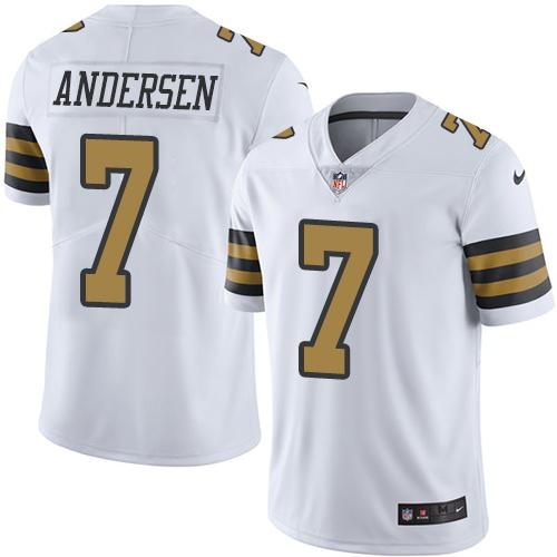 Nike New Orleans Saints #7 Morten Andersen White Men's Stitched NFL Limited New Color Rush Jersey