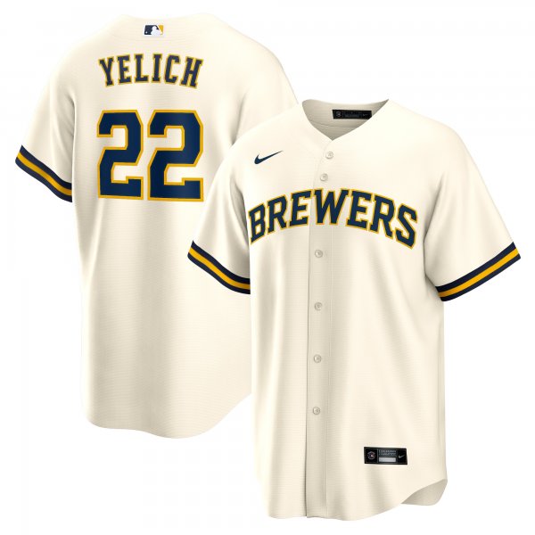 Men's Milwaukee Brewers Christian Yelich Nike Cream Alternate Replica Player Jersey