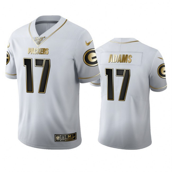 Green Bay Packers #17 Davante Adams Men's Nike White Golden Edition Vapor Limited NFL 100 Jersey