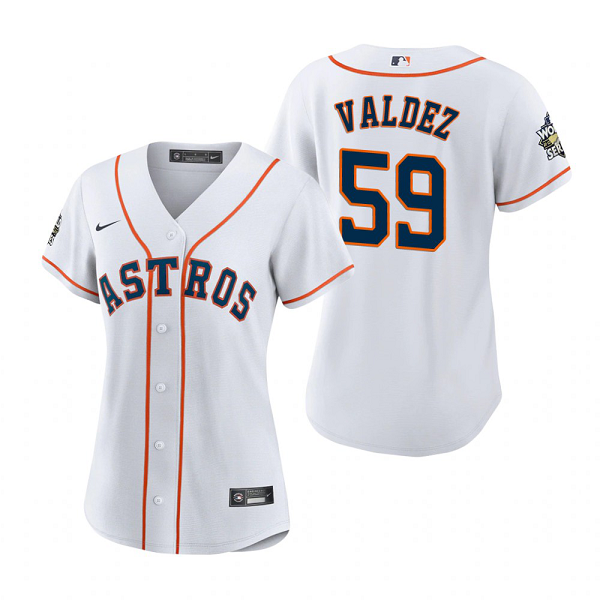 Women's Houston Astros Framber Valdez White 2022 World Series Cool Base Jersey