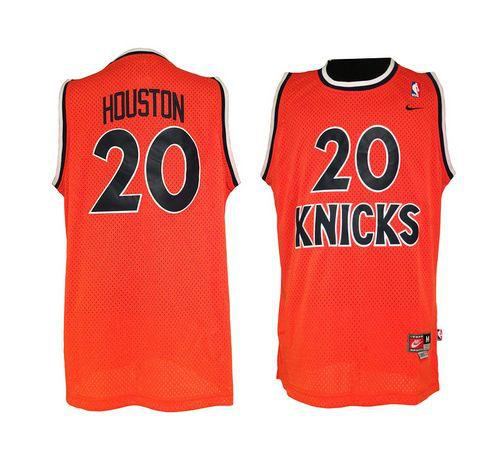 Men's Nike New York Knicks #20 Allan Houston Orange Throwback Stitched NBA Jersey