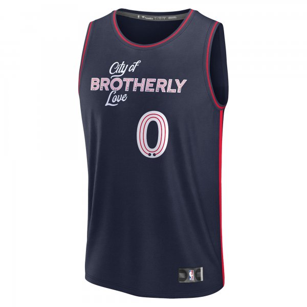 Youth Philadelphia 76ers Tyrese Maxey Fanatics Navy 2023/24 Fast Break Jersey - City Edition