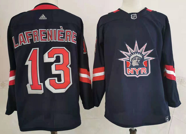 Men's New York Rangers #13 Alexis Lafreniere Navy Blue Adidas 2020-21 Stitched NHL JerseyL Jersey