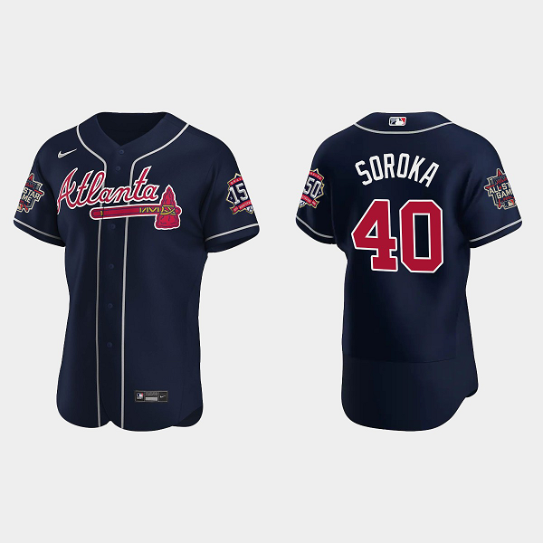 Men's Atlanta Braves #40 Mike Soroka Navy Team 2021 MLB All-Star Jersey