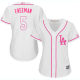 Women's Los Angeles Dodgers #5 Freddie Freeman White/Pink Fashion Stitched MLB Jersey