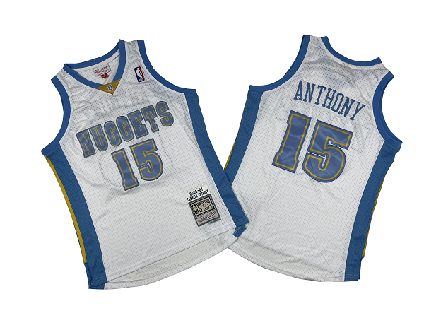 Men's Denver Nuggets #15 Carmelo Anthony 2006-07 White Mitchell and Ness NBA Jersey