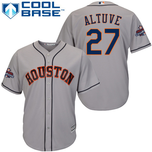 Houston Astros #27 Jose Altuve Grey New Cool Base 2017 World Series Champions Stitched MLB Jersey