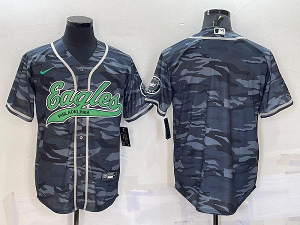 Men's Philadelphia Eagles Blank Camouflage Stitched Baseball Cool Base Jersey