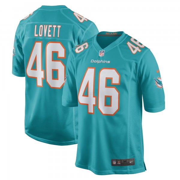 Men's Miami Dolphins John Lovett Nike Aqua Game Player Jersey