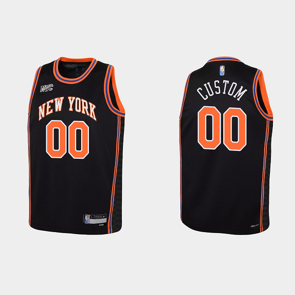 Youth New York Knicks #00 Custom 2021-22 75th Anniversary City Black NBA Jersey