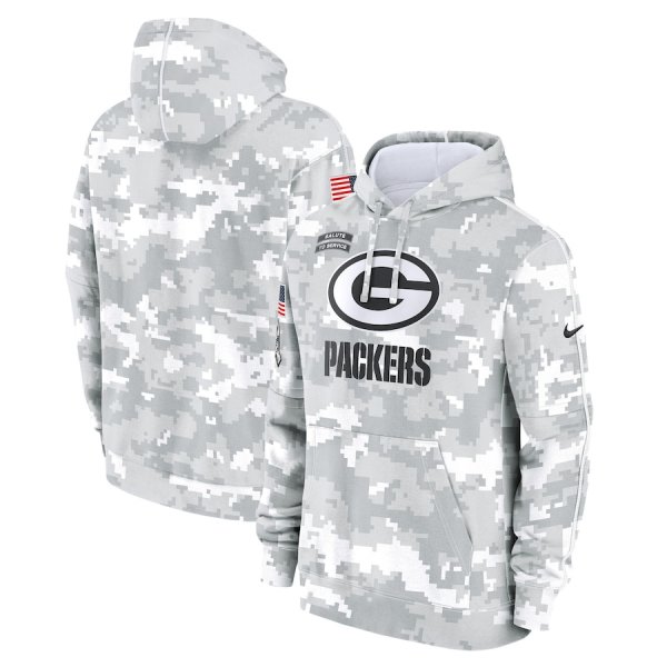 Men's Nike Arctic Camo Green Bay Packers 2024 Salute To Service Club Fleece Pullover Hoodie