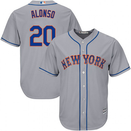 Men's New York Mets #20 Pete Alonso Majestic Gray Cool Base Road MLB Jersey