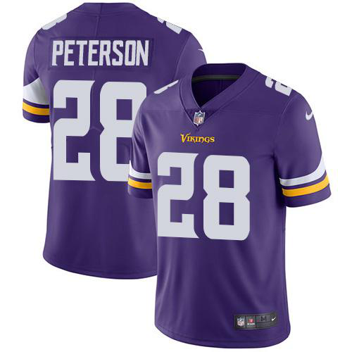 Men's Nike Minnesota Vikings #28 Adrian Peterson Purple Team Color Stitched NFL Vapor Untouchable Limited Jersey