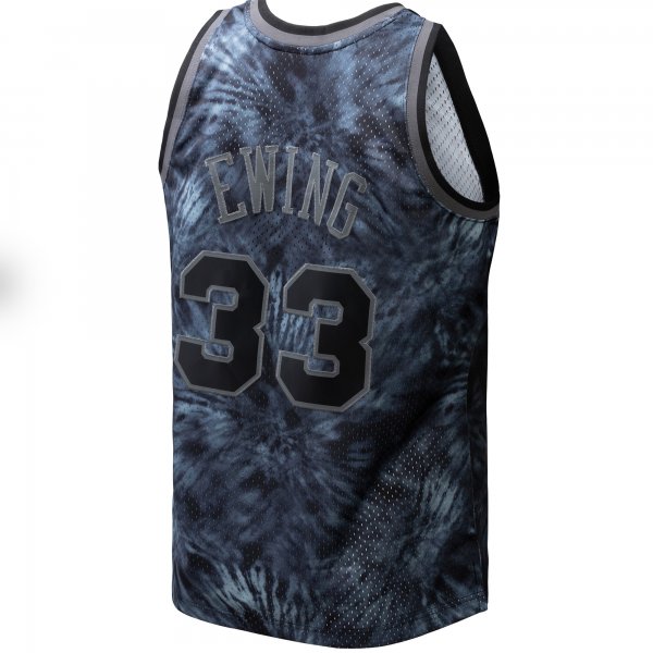 Men's New York Knicks Patrick Ewing Mitchell & Ness Black Hardwood Classics 1991/92 Tie-Dye Swingman Jersey