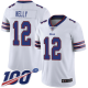 Men's Buffalo Bills #12 Jim Kelly White Stitched NFL 100th Season Vapor Limited Jersey