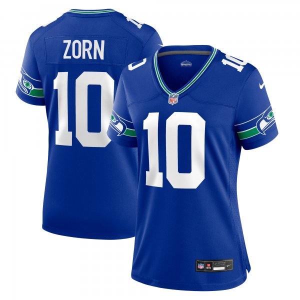 Women's Seattle Seahawks Jim Zorn Nike Royal Throwback Retired Player Game Jersey