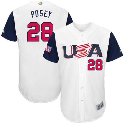 Team USA #28 Buster Posey White 2017 World Baseball Classic Stitched MLB Jersey