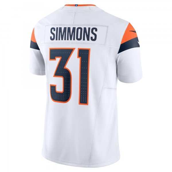 Men's Denver Broncos Justin Simmons Nike White Vapor F.U.S.E. Limited Jersey