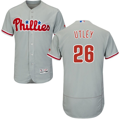 Philadelphia Phillies #26 Chase Utley Grey Flexbase Collection Stitched MLB Jersey