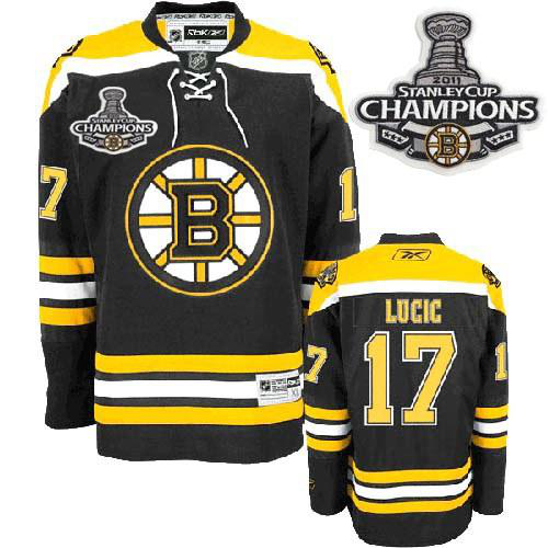 Boston Bruins 2011 Stanley Cup Champions Patch #17 Milan Lucic Black Stitched NHL Jersey