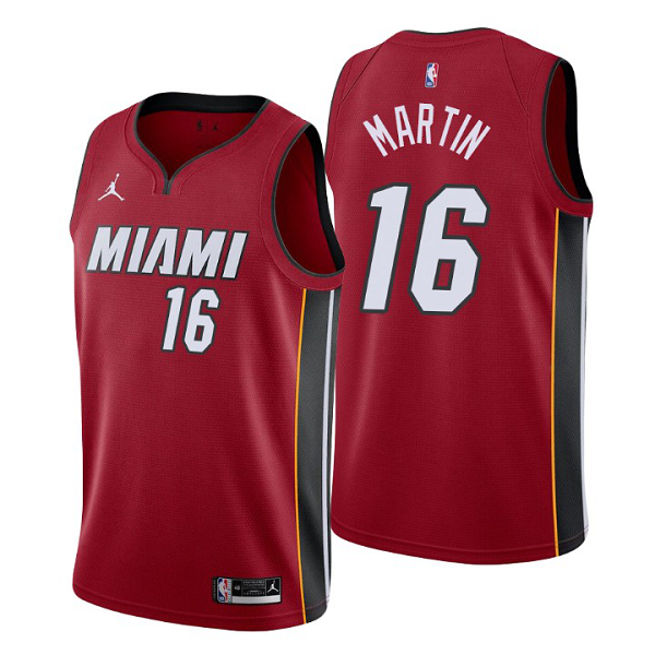 Mens's Miami Heat #16 Caleb Martin Red Swingman Statement Edition NBA Jersey