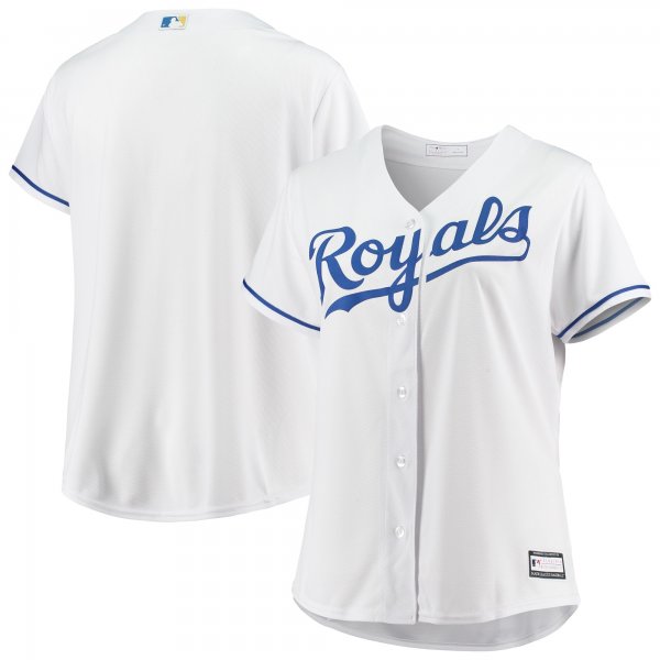 Women's Kansas City Royals White Plus Size Home Replica Team Jersey