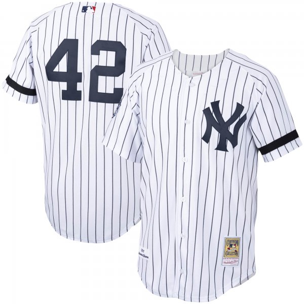 Men's New York Yankees Mariano Rivera Mitchell & Ness White/Navy Home 2000 Cooperstown Collection Jersey