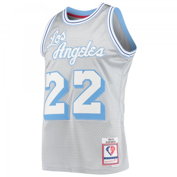 Men's Los Angeles Lakers Elgin Baylor Silver Mitchell & Ness 75th Anniversary 1960/61 Hardwood Classics Swingman Jersey