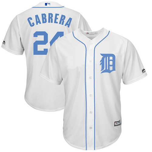 Detroit Tigers #24 Miguel Cabrera 2017 Father's Day White Jersey