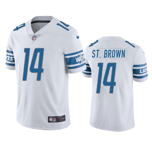 Men's Detroit Lions #14 Amon-Ra St. Brown White Vapor Limited NFL Jersey