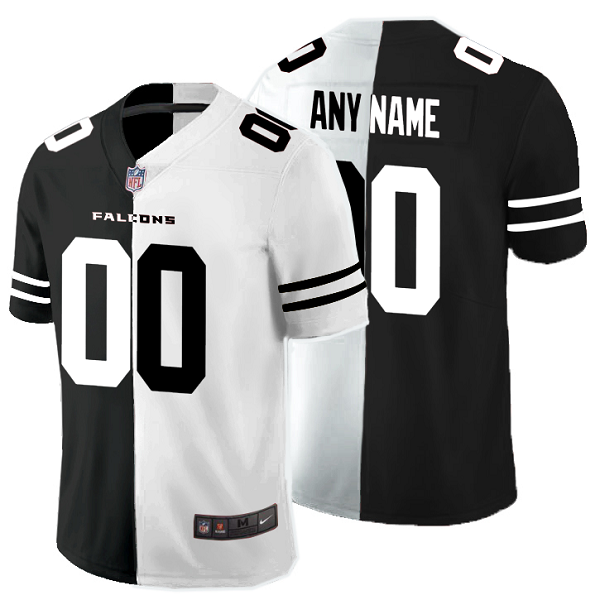 Men's NFL Atlanta Falcons Custom Black White Peaceful Coexisting Split 2020 Vapor Untouchable Stitched Limited Jersey