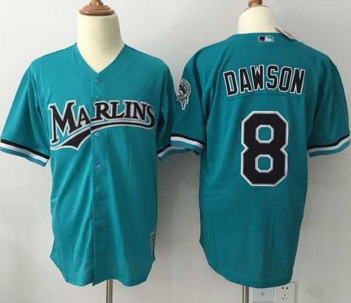 Mitchell And Ness 1995 Miami Marlins #8 Andre Dawson Green Throwback Stitched MLB Jersey