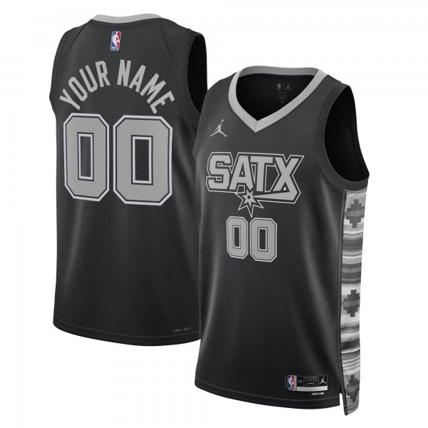 Unisex San Antonio Spurs Jordan Brand Black 2022/23 Swingman Custom Jersey - Statement Edition