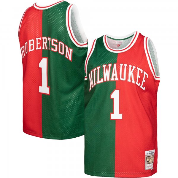 Men's Oscar Robertson Oscar Robertson Mitchell & Ness Green/Red Hardwood Classics 1971/72 Split Swingman Jersey