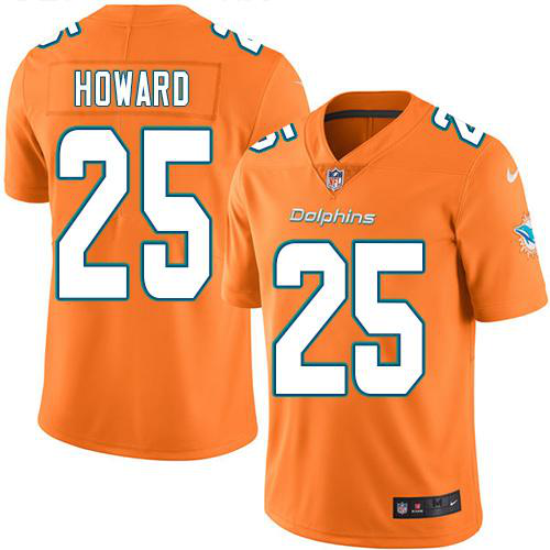 Nike Miami Dolphins #25 Xavien Howard Orange Men's Stitched NFL Limited New Color Rush Jersey