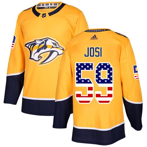 Adidas Nashville Predators #59 Roman Josi Yellow Home USA Flag Stitched NHL Jersey