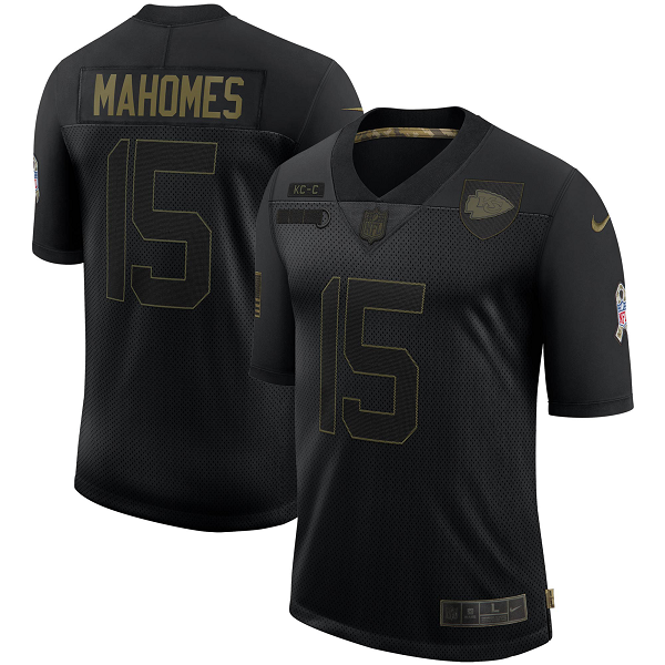 Men's Kansas City Chiefs Patrick Mahomes Nike Black 2020 Salute To Service Limited Jersey