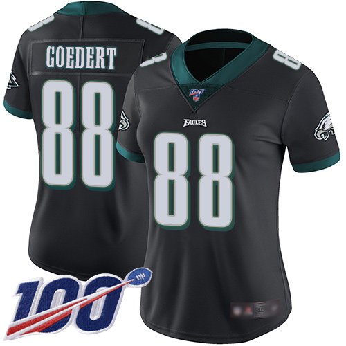 Women's Philadelphia Eagles #88 Dallas Goedert Black AlternateStitched NFL 100th Season Vapor Limited Jersey