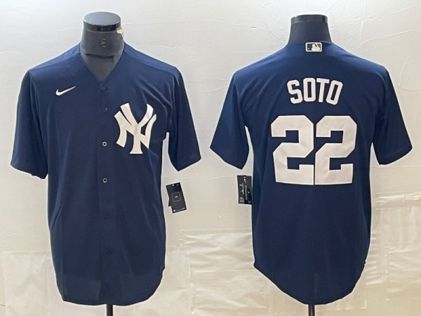 Men's Nike New York Yankees Jersey #22 Juan Soto Blue Jersey