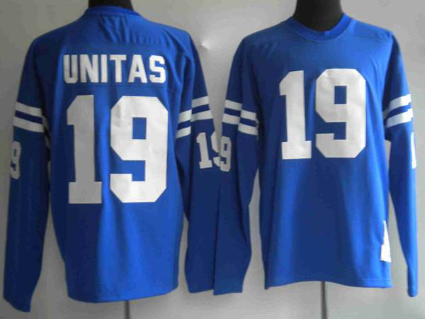 Mitchel And Ness Indianapolis Colts #19 Johnny Unitas Blue Stitched Throwback NFL Jersey