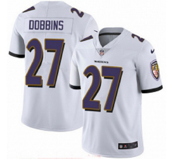 Nike Ravens 27 J K Dobbins White Men Stitched NFL Vapor Untouchable Limited Jersey