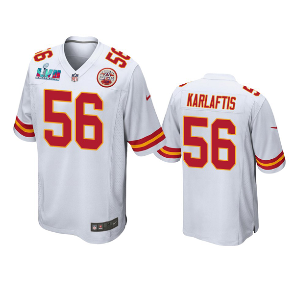 Men's Kansas City Chiefs #56 George Karlaftis White Super Bowl LVII Limited Jersey